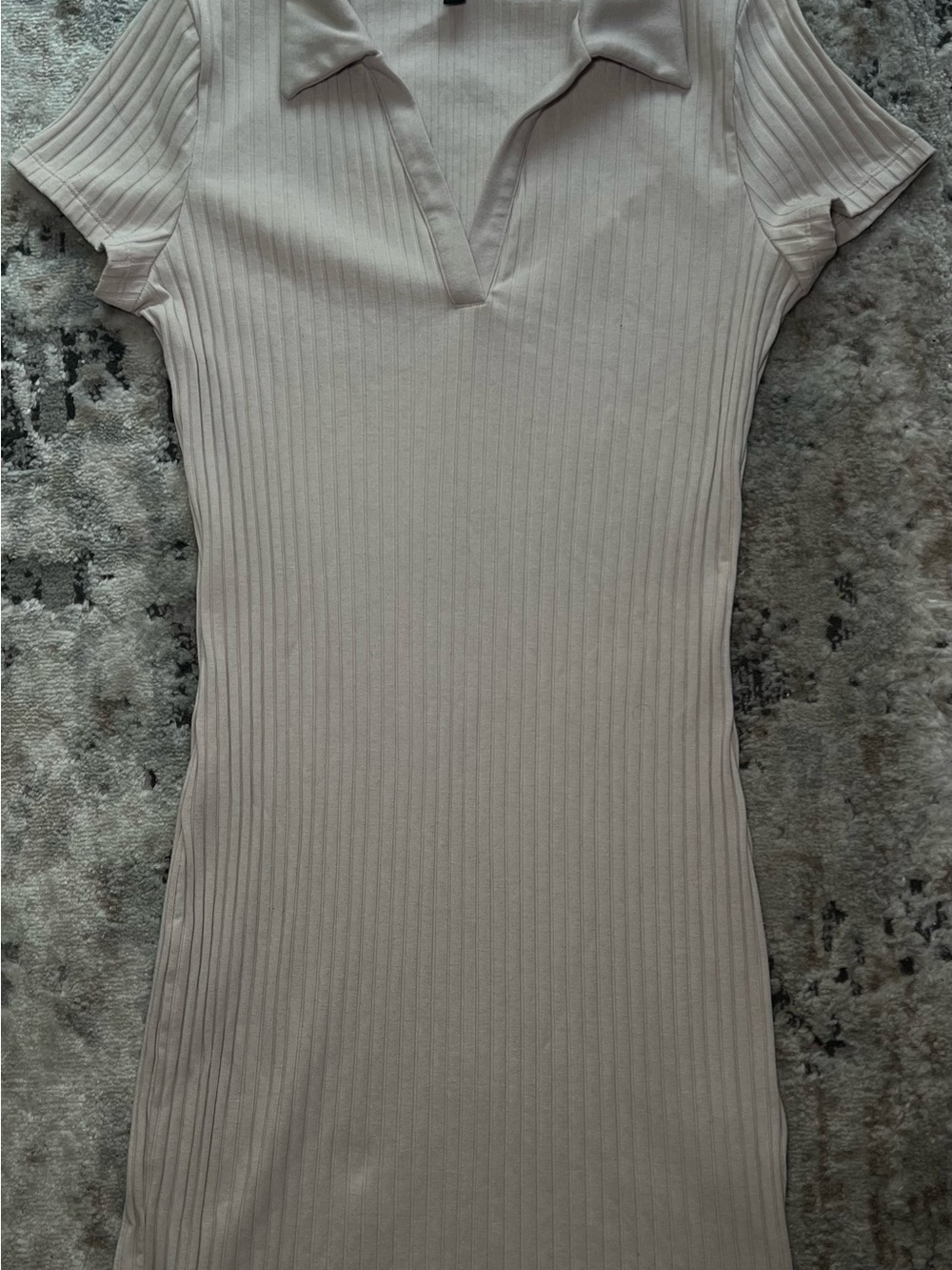 H&M Light Beige Ribbed Polo Dress